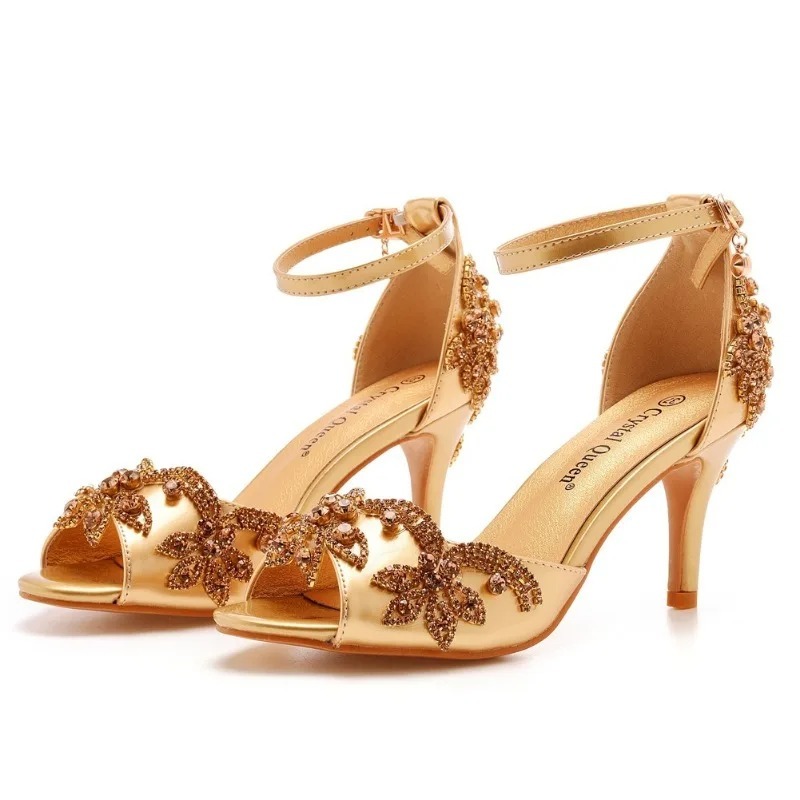 Rhinestone Sandal Women - Modische Designer-Damenschuhe Luxuriöse Strass Peeptoe High