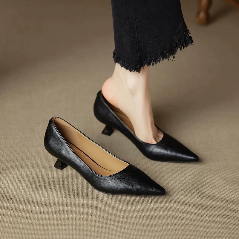 Women Shoes On Sale - Einfache Stiletto-Einzelschuhe, Herbstmode, Wildleder, Slip-on, rutschfest,