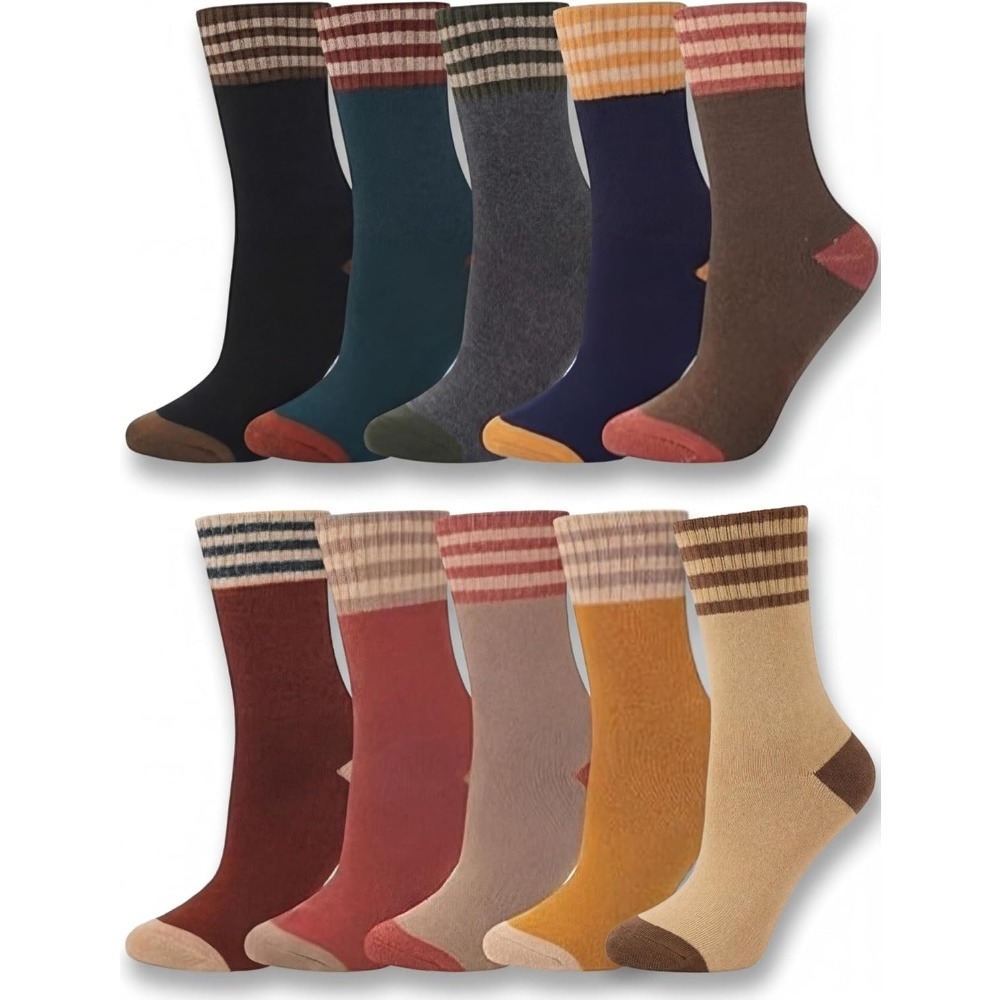 Women'S Shoes For Crews - 5 Paar Damen-Crew-Socken, gestrickt, warm, Vintage-Stil,