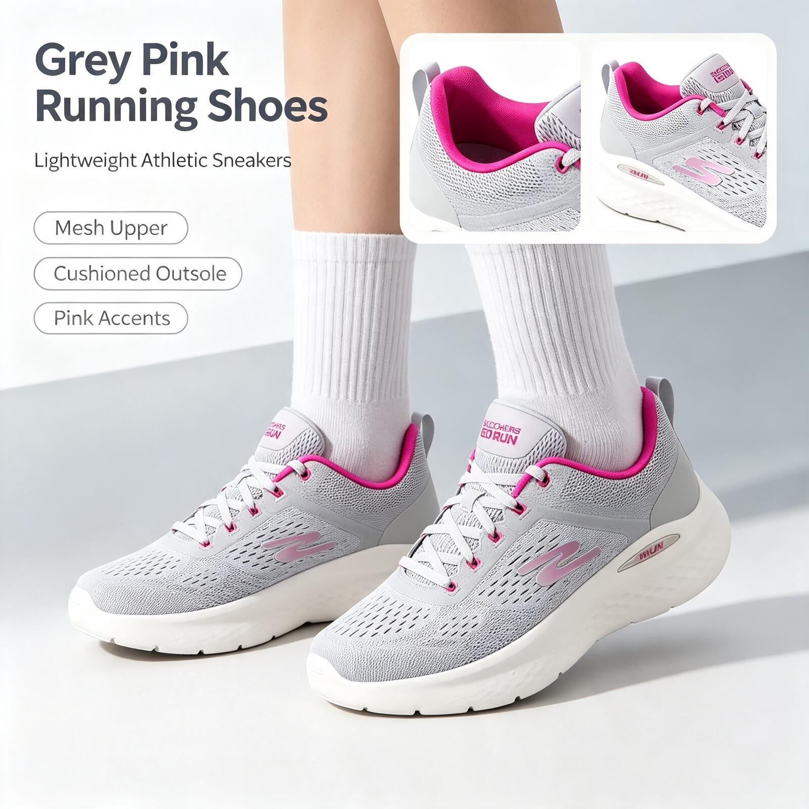 Women Shoes Skechers - Skechers Neue Damen-Laufschuhe 129423-GYPK Leichte, atmungsaktive