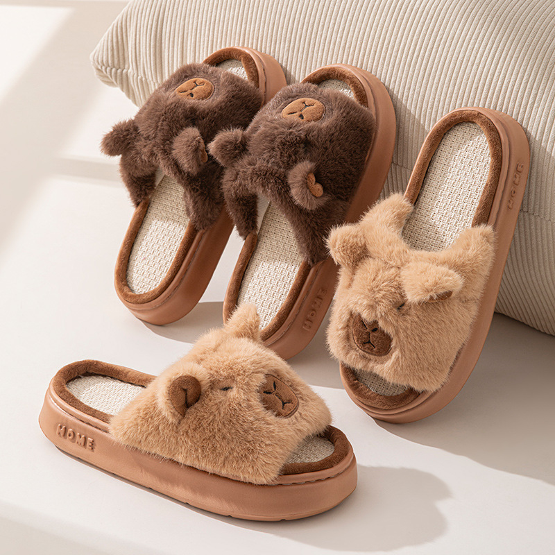 Women Shoes On Sale - Hanf-Cartoon-Damen-Hausschuhe: Bequeme Frühling/Sommer Luxus-Designer-Damenschuhe, modische Indoor-Plateau-Slides,